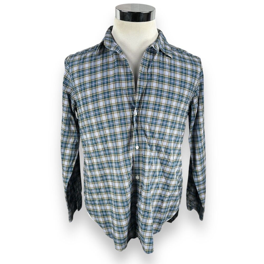 Frank & Eileen Shirt Women’s Large Blue Cotton Plaid Long Sleeve Button Up ltaly